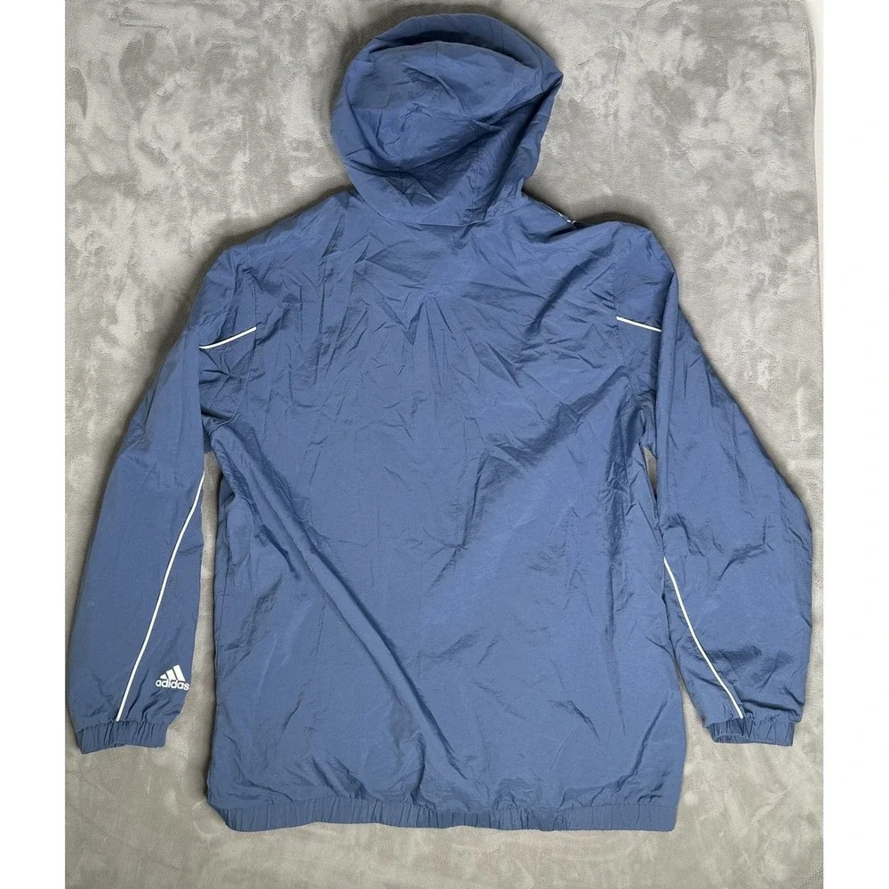 Adidas Quarter Zip Hoodie Mens XL Retro Style Blue Solid‎ Hooded Windbreaker